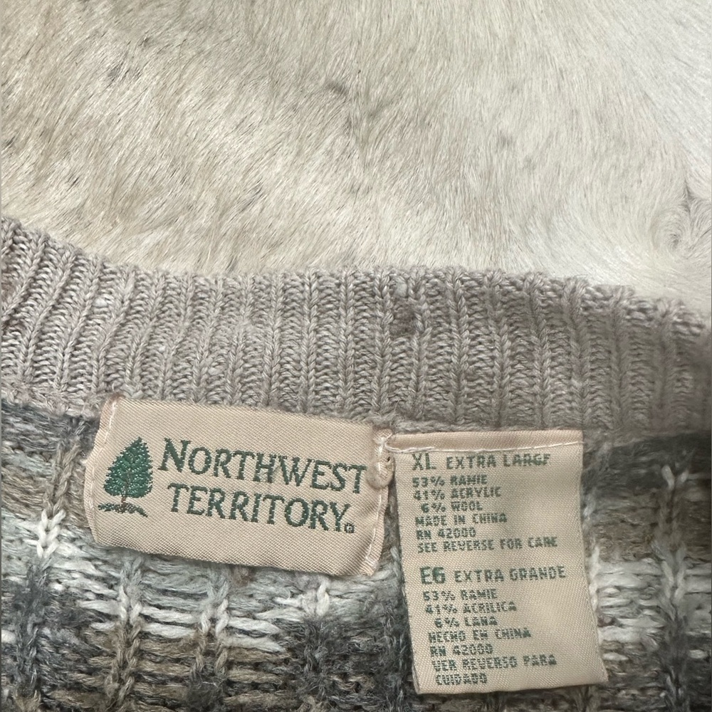 Vintage Northwest Territory 90’s Wool Grandpa Chunky Knit Sweater XL Men’s - Picture 3 of 4